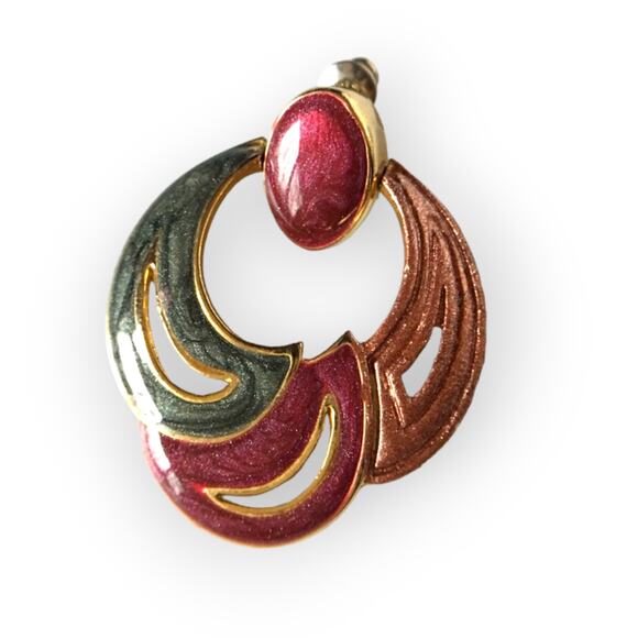 80s style gold tone enamel post earrings - Picture 1 of 8
